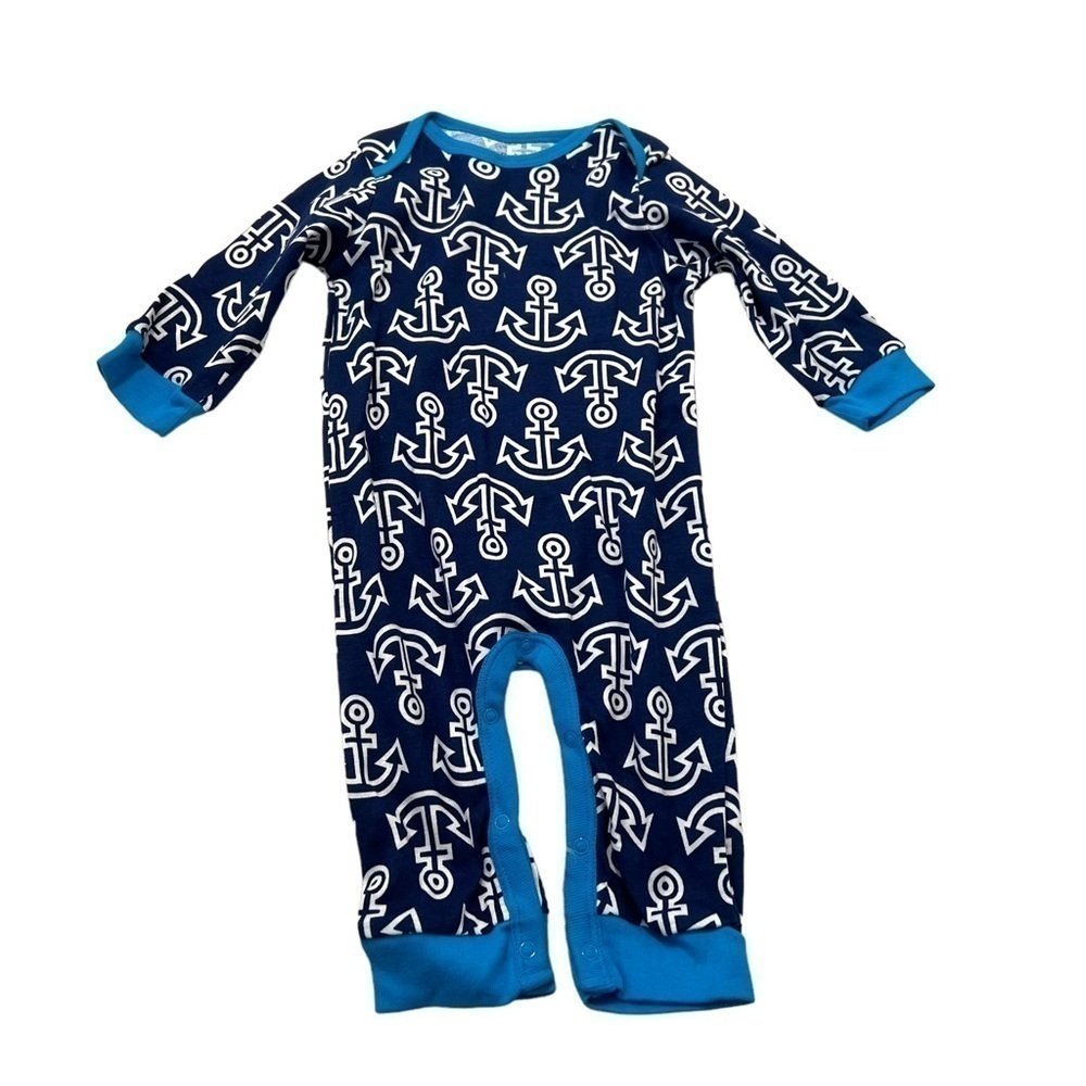 Gerber Baby Girls' Boys Size 3-6 Months Sleeper Bodysuit Navy Blue White Anchors